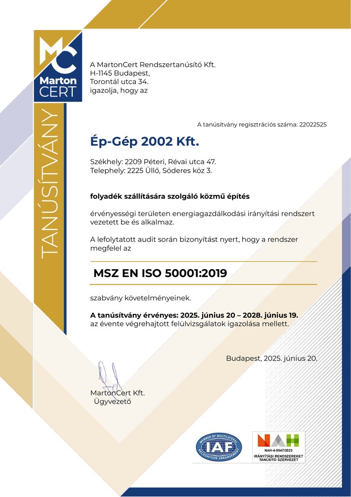 ISO 50001 tanúsítvány